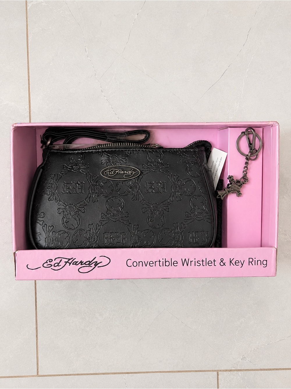 Ed Hardy Convertible Wristlet & Key Ring Gift Set -NIB